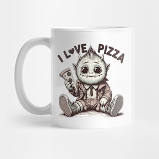 I love pizza Monster Retro Artwork Funny Vintage design for Pizza Lovers Mug